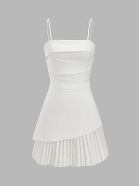 39 Pleated Hem Asymmetrical Cami Mini Dress